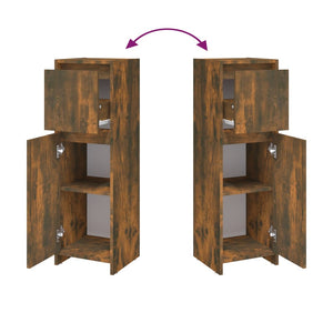 Armadietto Bagno Rovere Fumo 30x30x95 cm in Legno Multistrato 815552