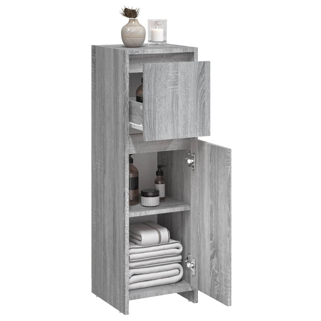 Armadietto Bagno Grigio Sonoma 30x30x95 cm in Legno Multistrato 815553