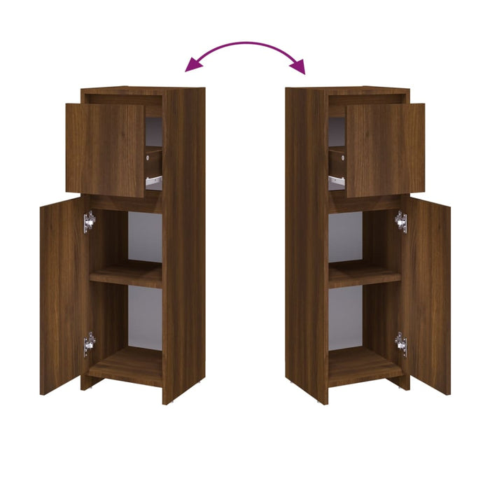 Armadietto Bagno Rovere Marrone 30x30x95cm in Legno Multistrato 815554