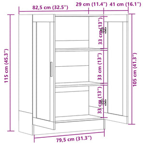 Mobile Vetrina Rovere Marrone 82,5x30,5x115cm Legno Multistrato 815620
