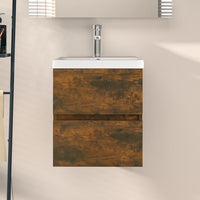 Mobile Lavabo-Armadietto da bagno Rovere Fumo 41x38,5x45 cm in Legno Multistrato