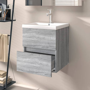 Mobile Lavabo-Armadietto da bagno Grigio Sonoma 41x38,5x45 cm in Legno Multistrato