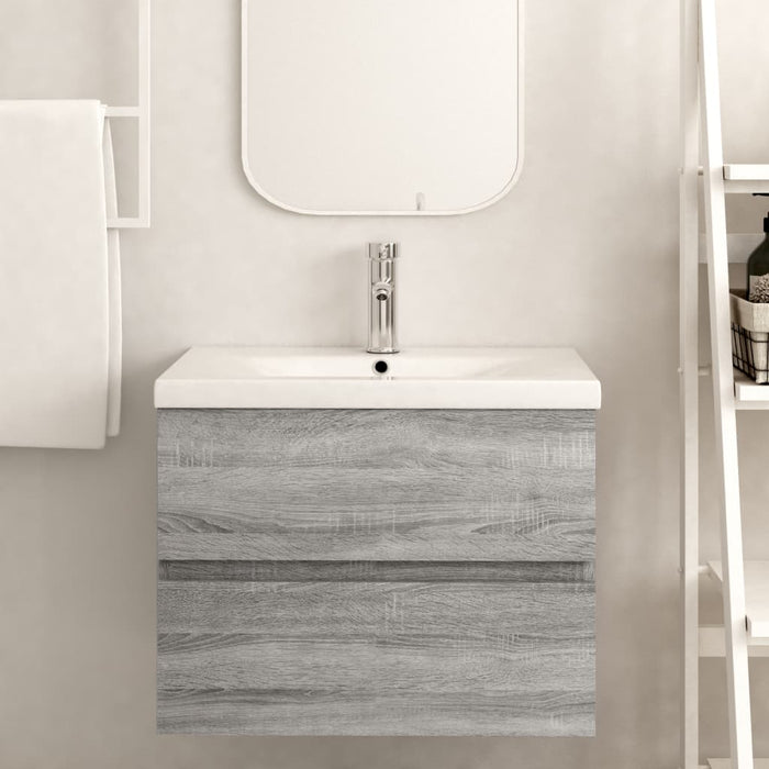 Mobile Lavabo-Armadietto da bagno Grigio Sonoma 60x38,5x45 cm in Legno Multistrato