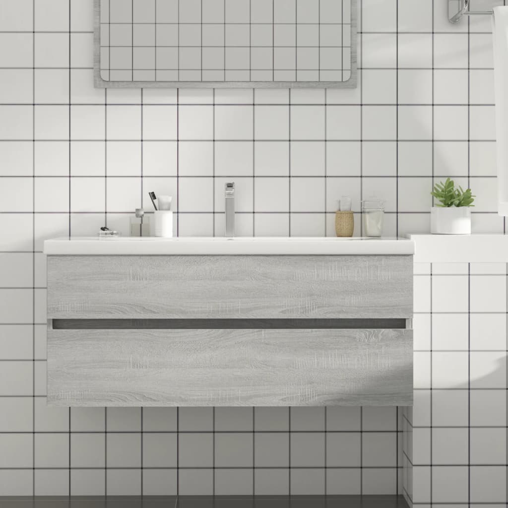 Mobile Lavabo Grigio Sonoma 100x38,5x45 cm in Legno Multistrato cod mxl 25360