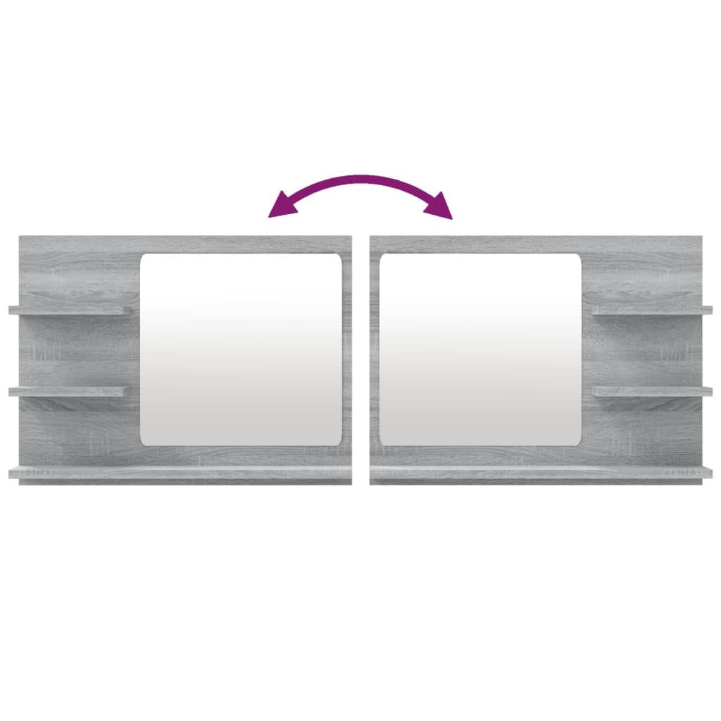 Specchio da bagno 60 x 10,5 x 45 cm multistrato grigio 02_0006901