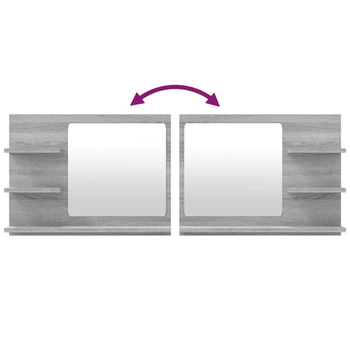 Specchio da Bagno Grigio Sonoma 60x10,5x45 cm Legno Multistrato 815661