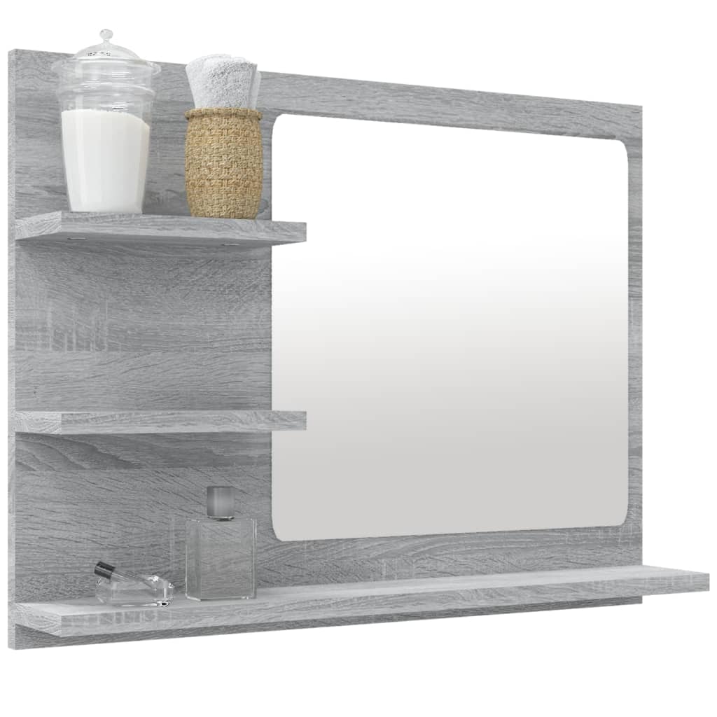 Specchio da bagno-Specchio decorativo Grigio Sonoma 60x10,5x45 cm Legno Multistrato