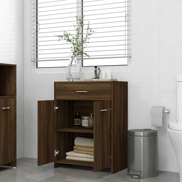 Armadietto Bagno Rovere Marrone 60x33x80 cm Legno tecnico 815665