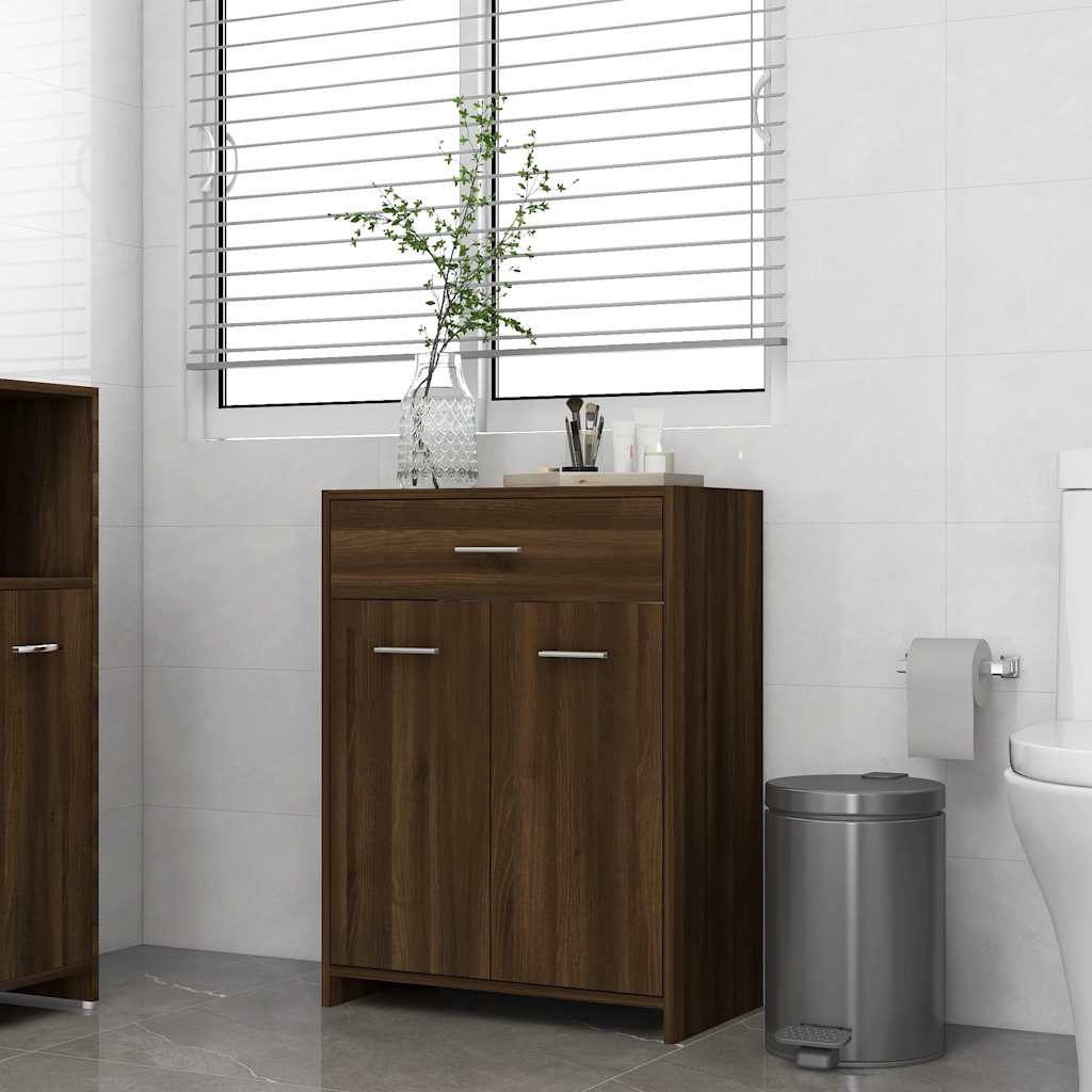 Armadietto Bagno Rovere Marrone 60x33x80 cm Legno tecnico 815665