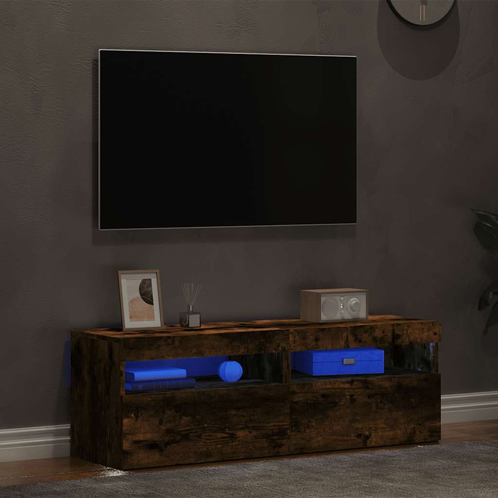 Mobili Porta TV con Luci LED 2 pz Rovere Fumo 60x35x40 cm 815679