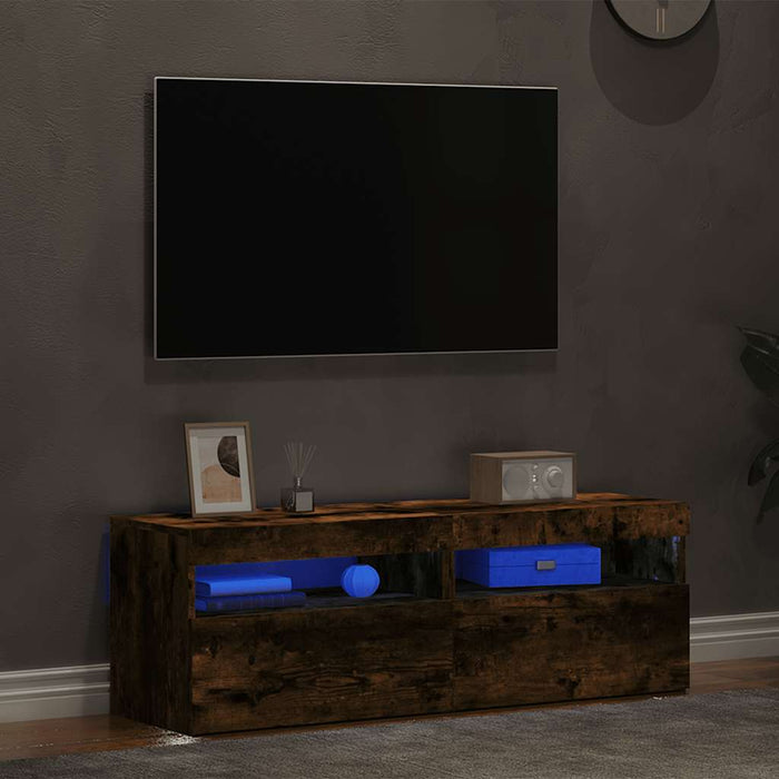 Mobili Porta TV con Luci LED 2 pz Rovere Fumo 60x35x40 cm 815679