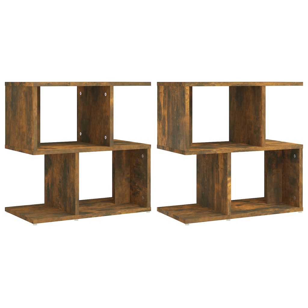 Comodini Rovere Fumo 2pz-Set di 2 Tavolino da notte 50x30x51,5 cm in Legno Multistrato