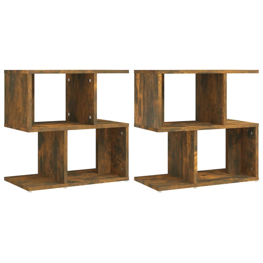 Comodini Rovere Fumo 2pz-Set di 2 Tavolino da notte 50x30x51,5 cm in Legno Multistrato