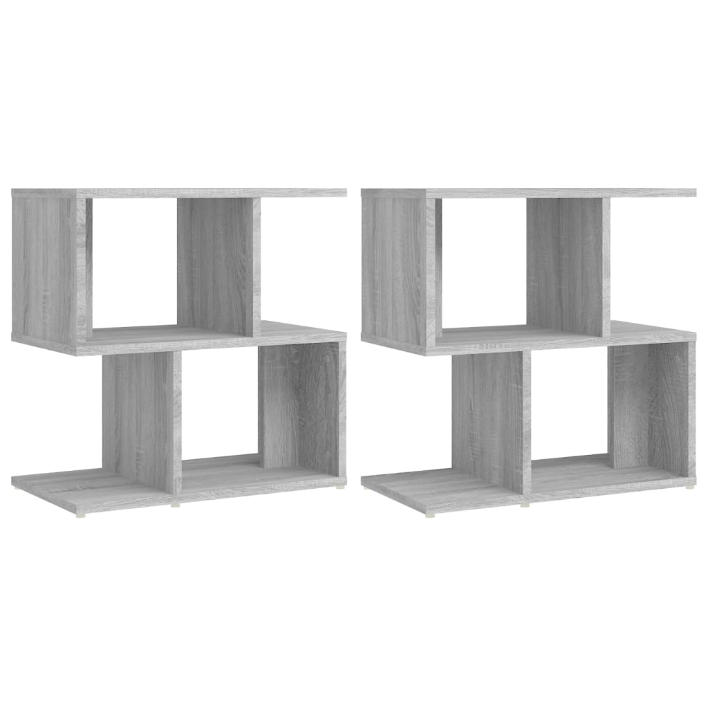 Comodini Grigio Sonoma 2pz-Set di 2 Tavolino da notte 50x30x51,5 cm in Legno Multistrato