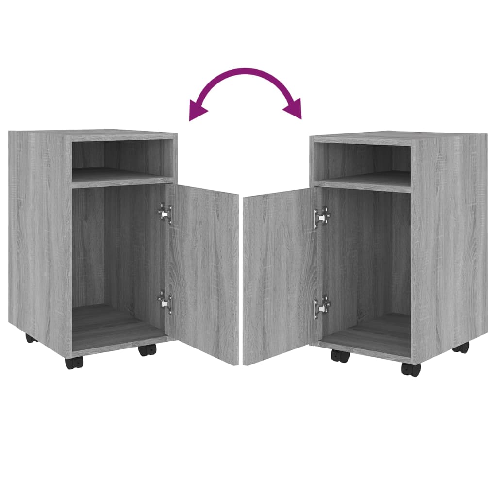 Mobiletto con Ruote Grigio Sonoma 33x38x60 cm Legno Multistrato 815853