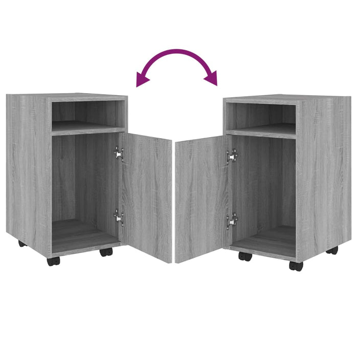 Mobiletto con Ruote Grigio Sonoma 33x38x60 cm Legno Multistrato 815853