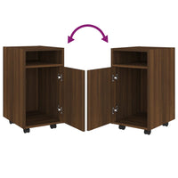 Mobiletto con Ruote Rovere Marrone 33x38x60cm Legno Multistrato 815854