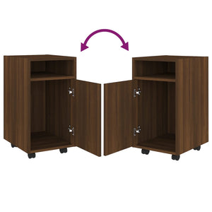 Mobiletto con Ruote Rovere Marrone 33x38x60cm Legno Multistrato 815854