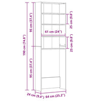 Mobile per Lavatrice Rovere Fumo 64x24x190 cm 815951