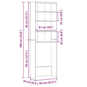 Mobile per Lavatrice Rovere Fumo 64x24x190 cm 815951