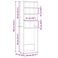Mobile per Lavatrice Grigio Sonoma 64x24x190 cm 815952