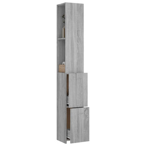 Armadietto Bagno Grigio Sonoma 25x26,5x170 cm Legno Multistrato 815961