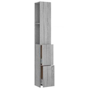 Armadietto Bagno Grigio Sonoma 25x25x170cm Legno Ingegnerizzato
