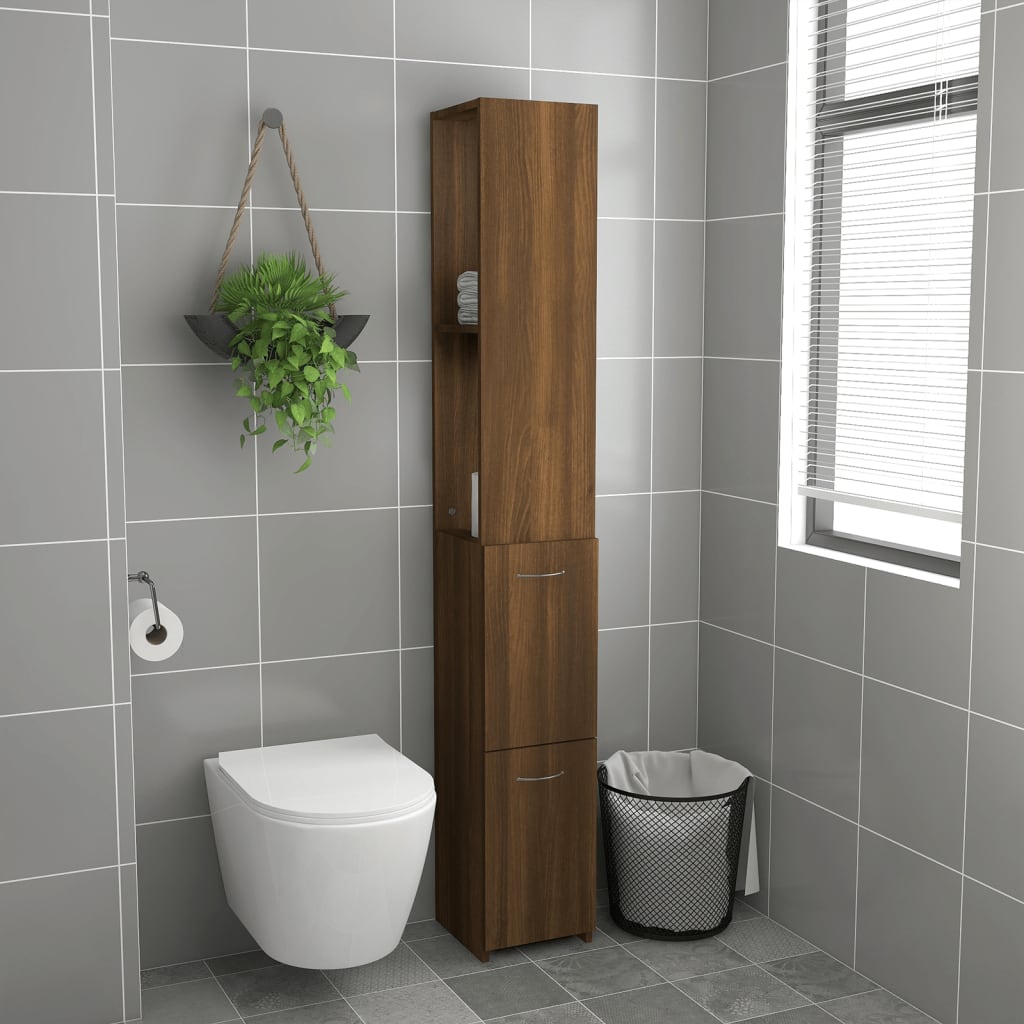 Armadietto Bagno Rovere Marrone 25x26,5x170cm Legno Multistrato 815962
