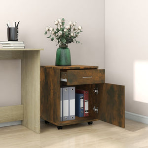 Armadietto con Ruote Rovere Fumo 45x38x54 cm Legno Multistrato 815963