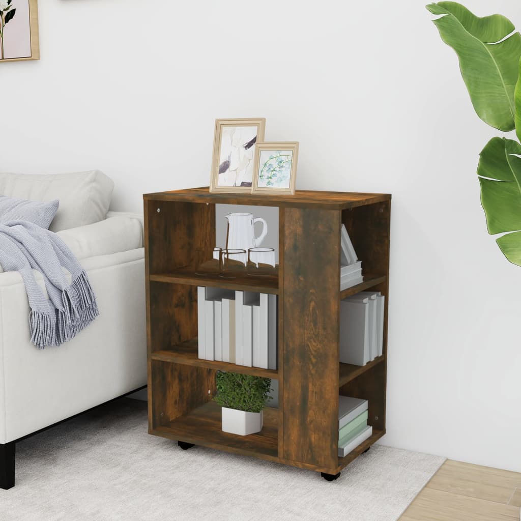 Armadietto con Ruote Rovere Fumo 60x35x75 cm Legno Multistrato 815966