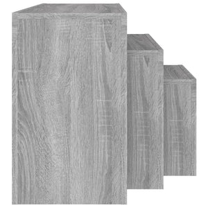 Tavolini Salotto Impilabili 3pz Grigio Sonoma Legno Multistrato 815985