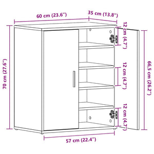 Scarpiera Rovere Fumo 60x35x70 cm in Legno Multistrato 816008