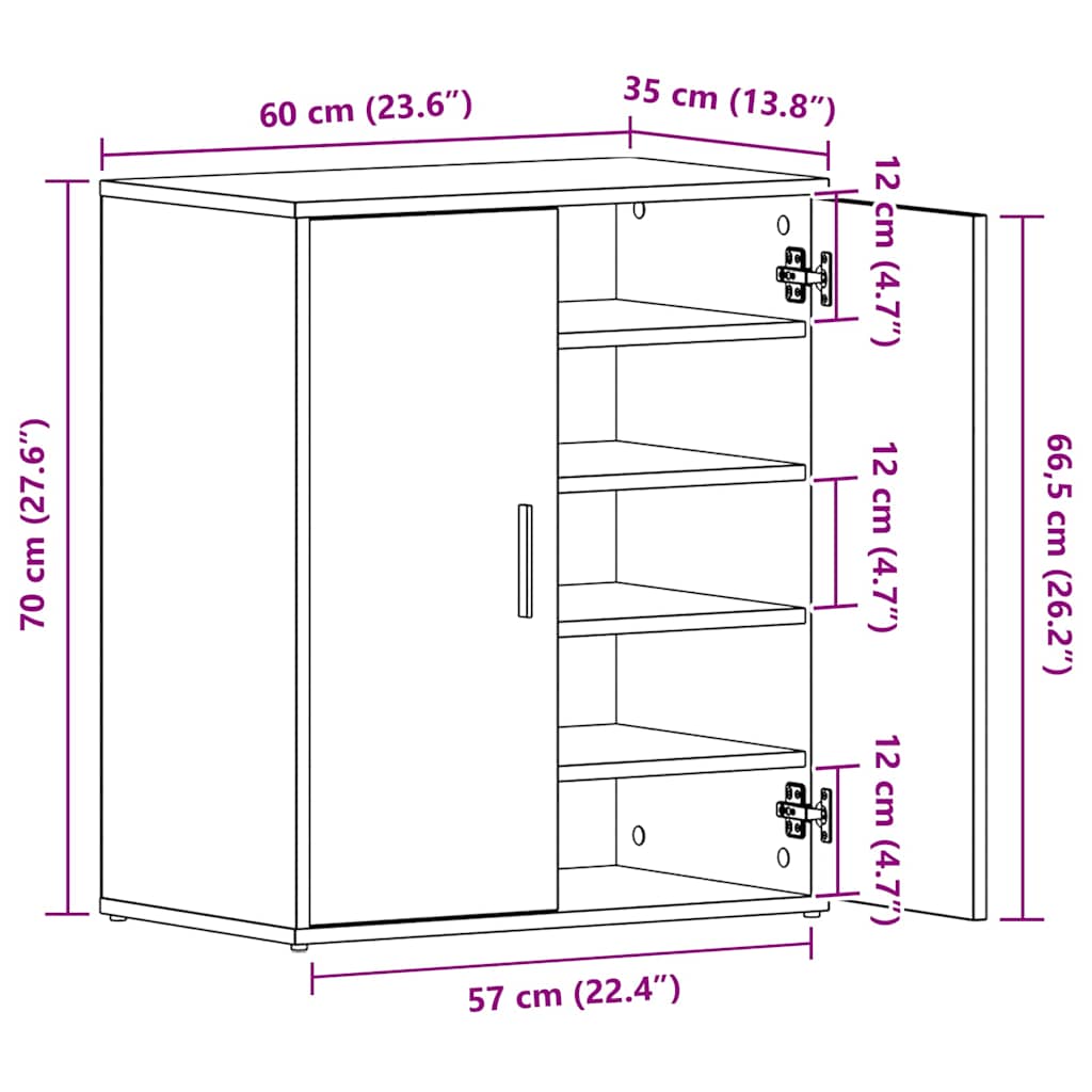 Scarpiera Rovere Fumo 60x35x70 cm in Legno Multistrato cod mxl 41370