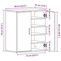 Scarpiera Rovere Fumo 60x35x70 cm in Legno Multistrato cod mxl 41370