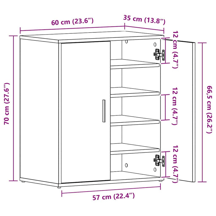 Scarpiera Rovere Fumo 60x35x70 cm in Legno Multistrato cod mxl 41370
