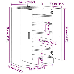 Scarpiera Grigio Sonoma 60x35x92 cm in Legno Multistrato 816012