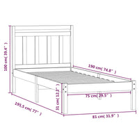 Giroletto Bianco 75x190 cm Small Single in Legno Massello 3100550