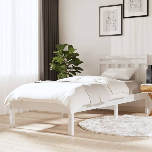 Giroletto-Struttura Letto Bianco 90x190 cm Single in Legno Massello 167514