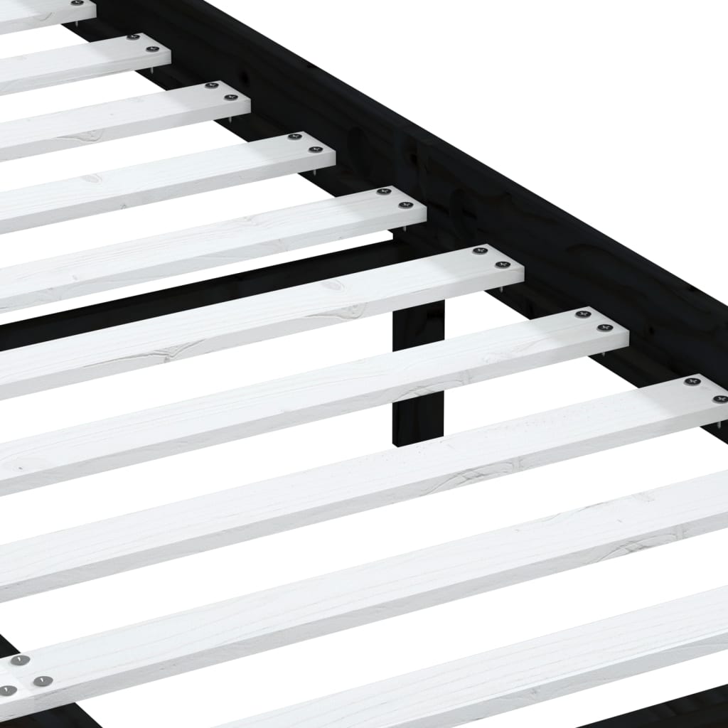 Giroletto Nero in Legno Massello di Pino 140x190 cm 3100573