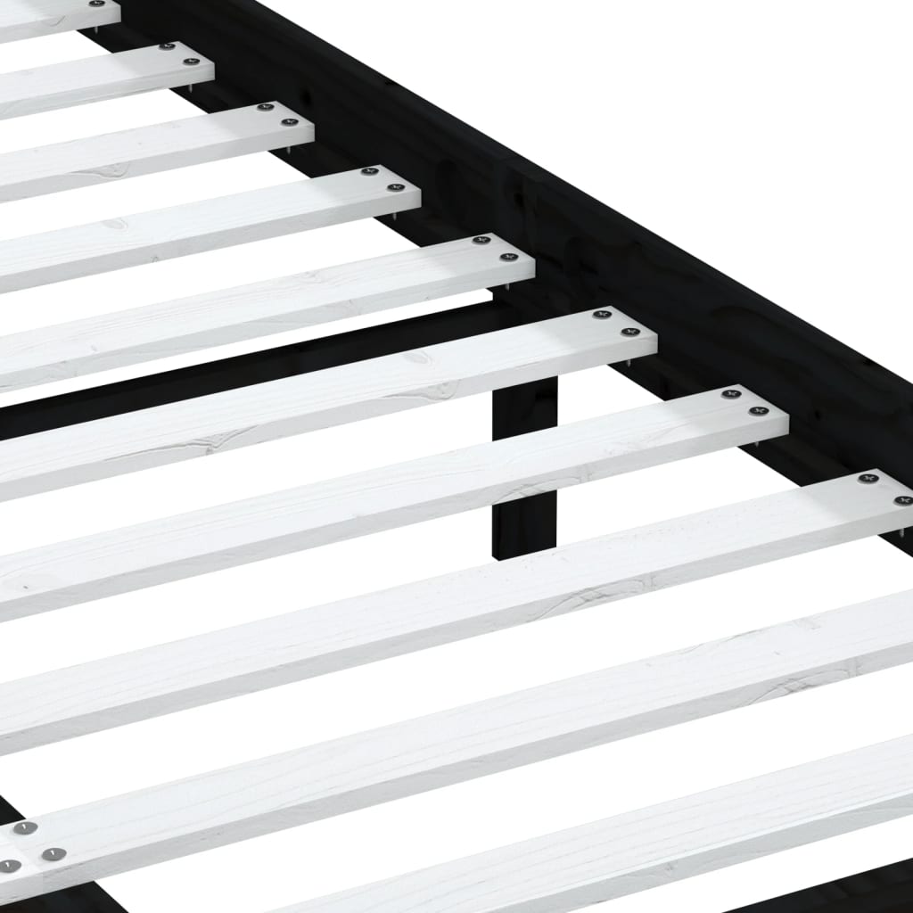 Giroletto Nero in Legno Massello di Pino 140x200 cm 3100593