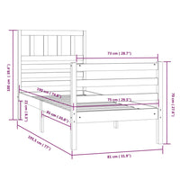 Giroletto-Struttura Letto Bianco 75x190 cm Small Single in Legno Massello 351917