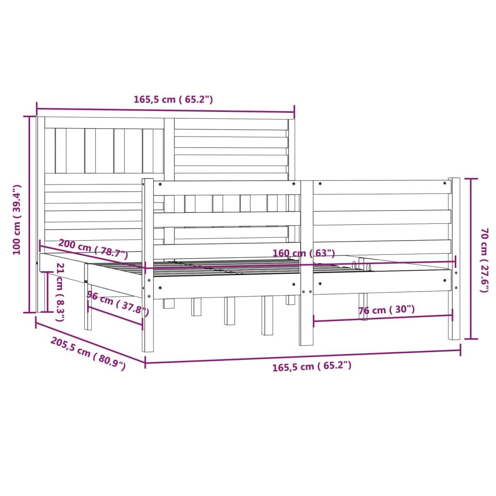 Giroletto Grigio in Legno Massello 160x200 cm cod mxl 61911