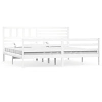 Giroletto-Struttura Letto Bianco in Legno Massello 200x200 cm 189751
