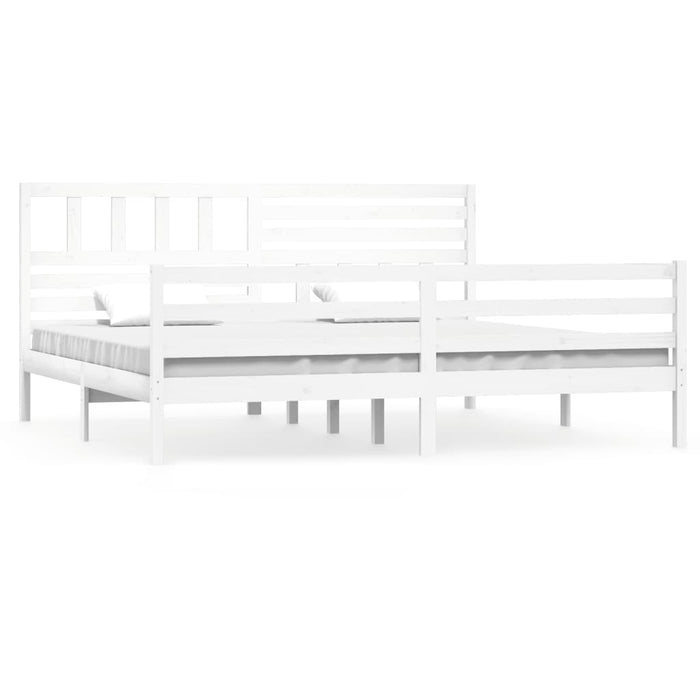 Giroletto-Struttura Letto Bianco in Legno Massello 200x200 cm 189751