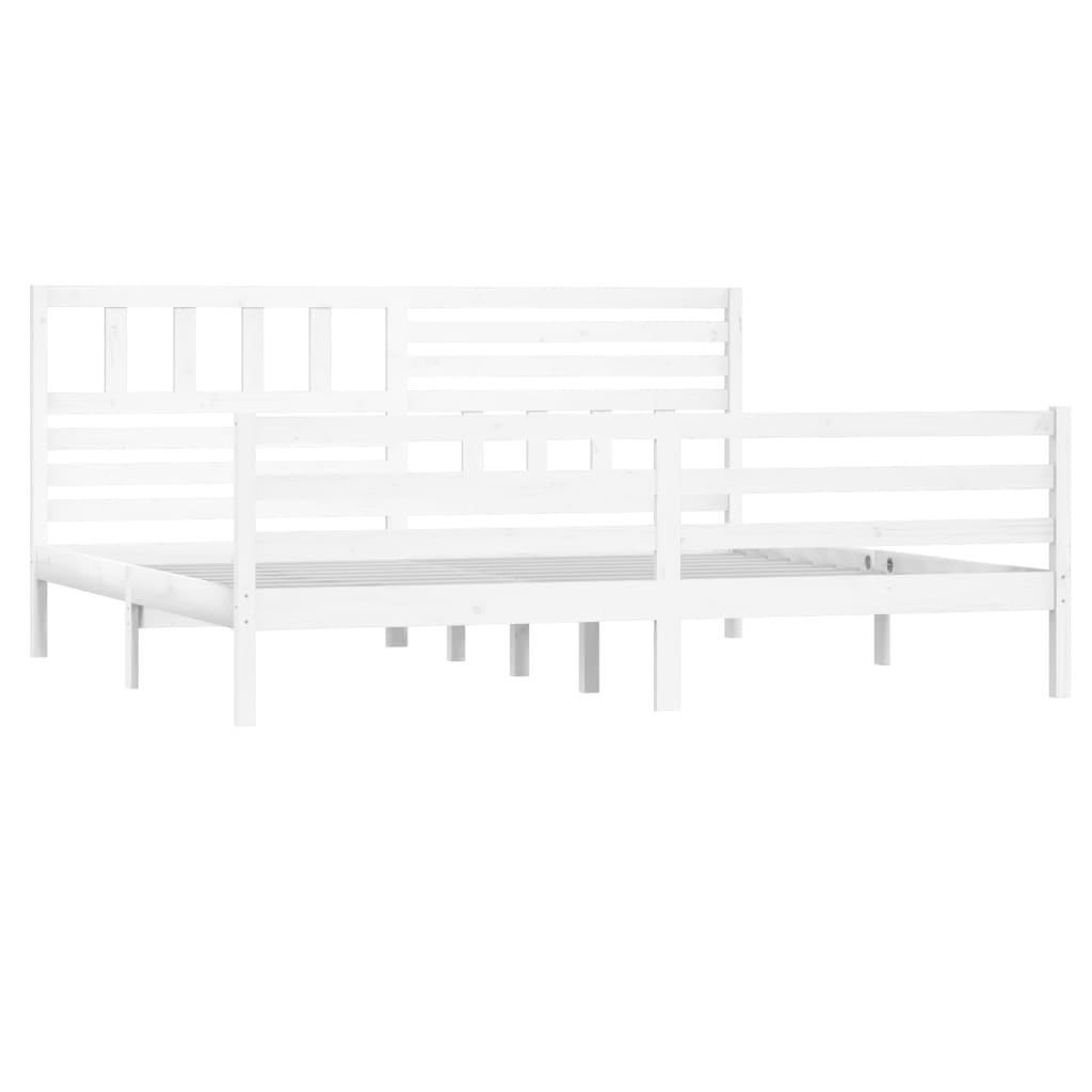 Giroletto-Struttura Letto Bianco in Legno Massello 200x200 cm 189751