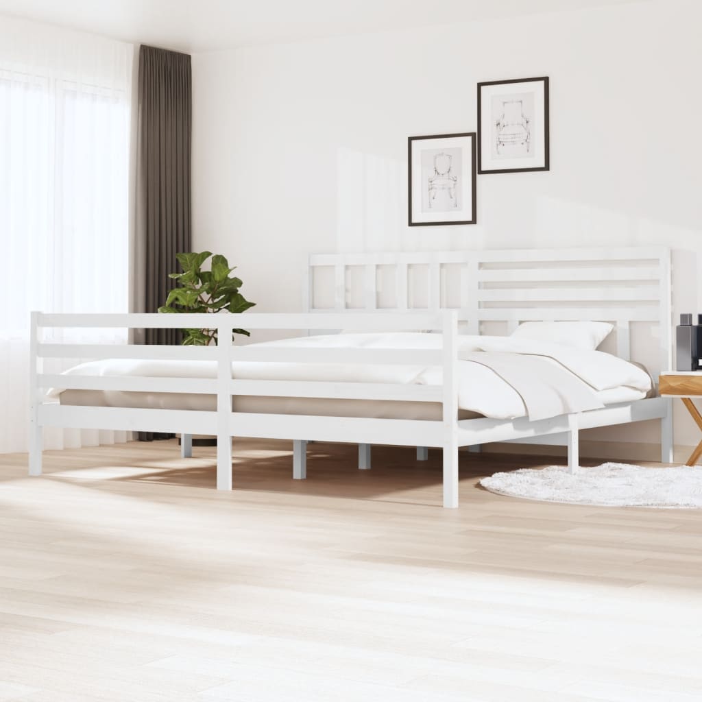 Giroletto-Struttura Letto Bianco in Legno Massello 200x200 cm 189751