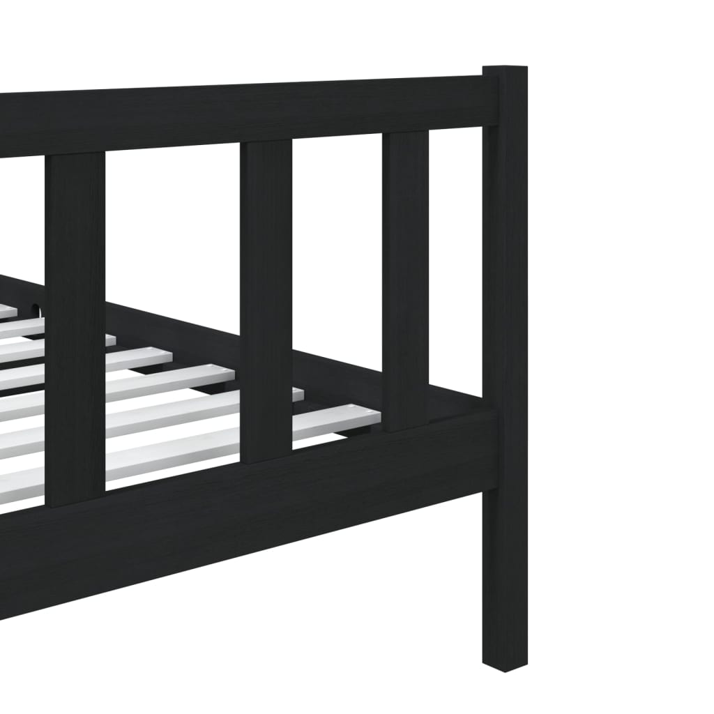 Giroletto-Struttura Letto Nero 75x190 cm Small Single in Legno Massello 207708