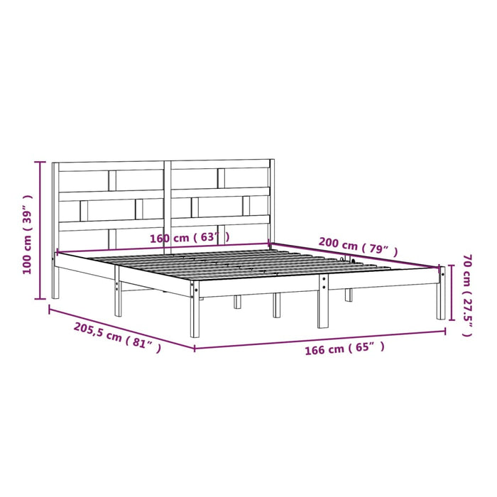 Giroletto Grigio in Legno Massello di Pino 160x200 cm 3101230