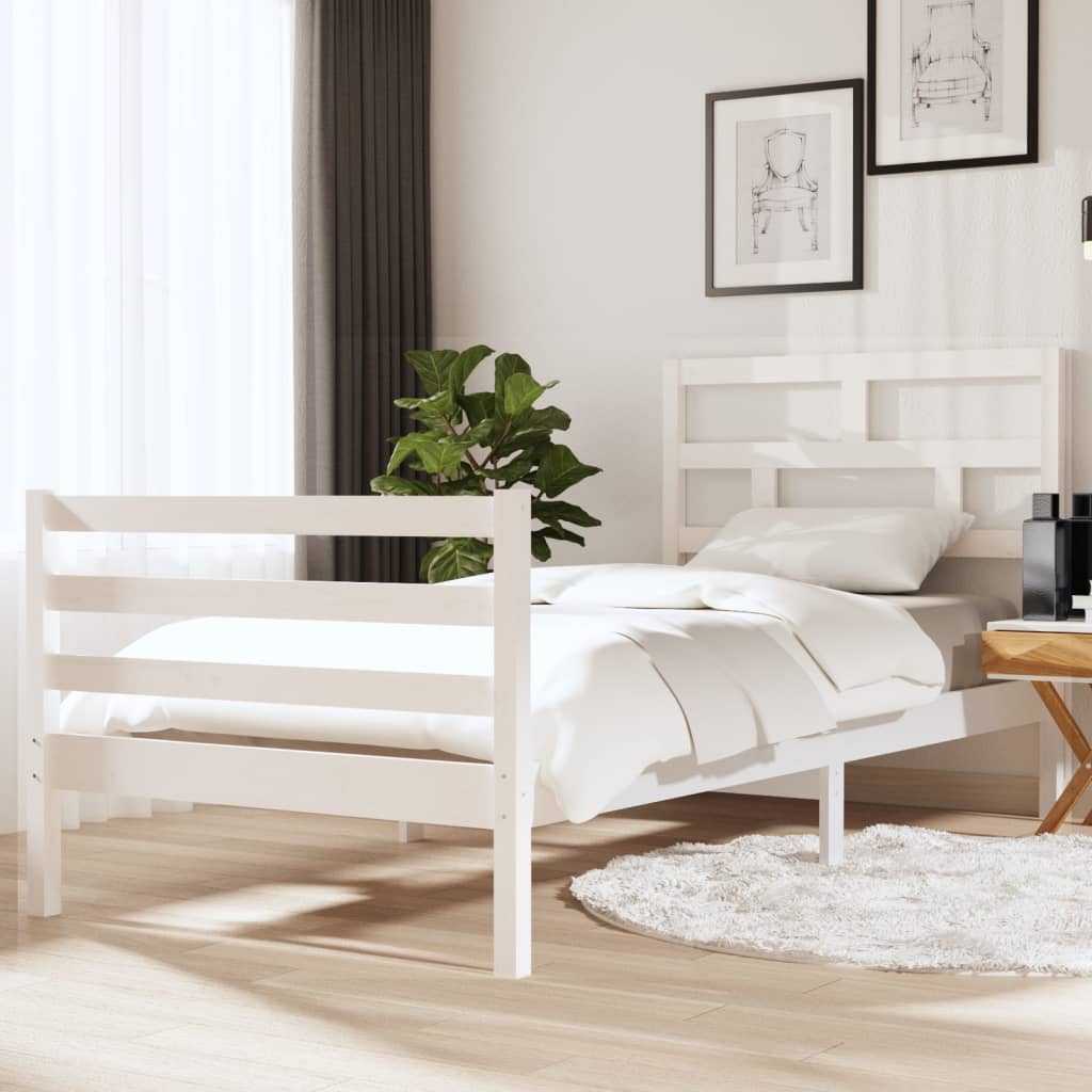 Giroletto-Struttura Letto Bianco 90x190 cm Single in Legno Massello 824120