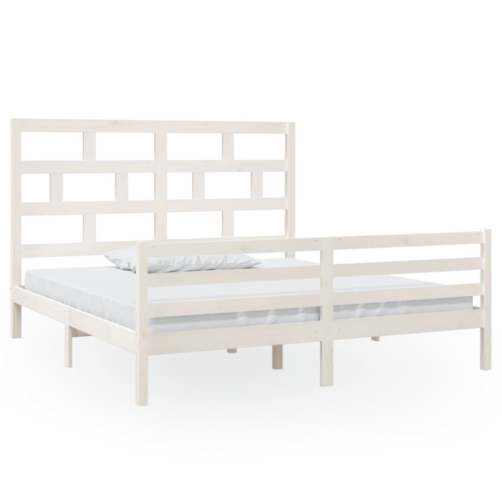Giroletto-Struttura Letto Bianco in Legno Massello 180x200 cm Super King 804297